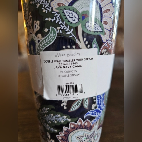 NWT Vera Bradley Doublewall Tumbler with Straw - Picture 2 of 5